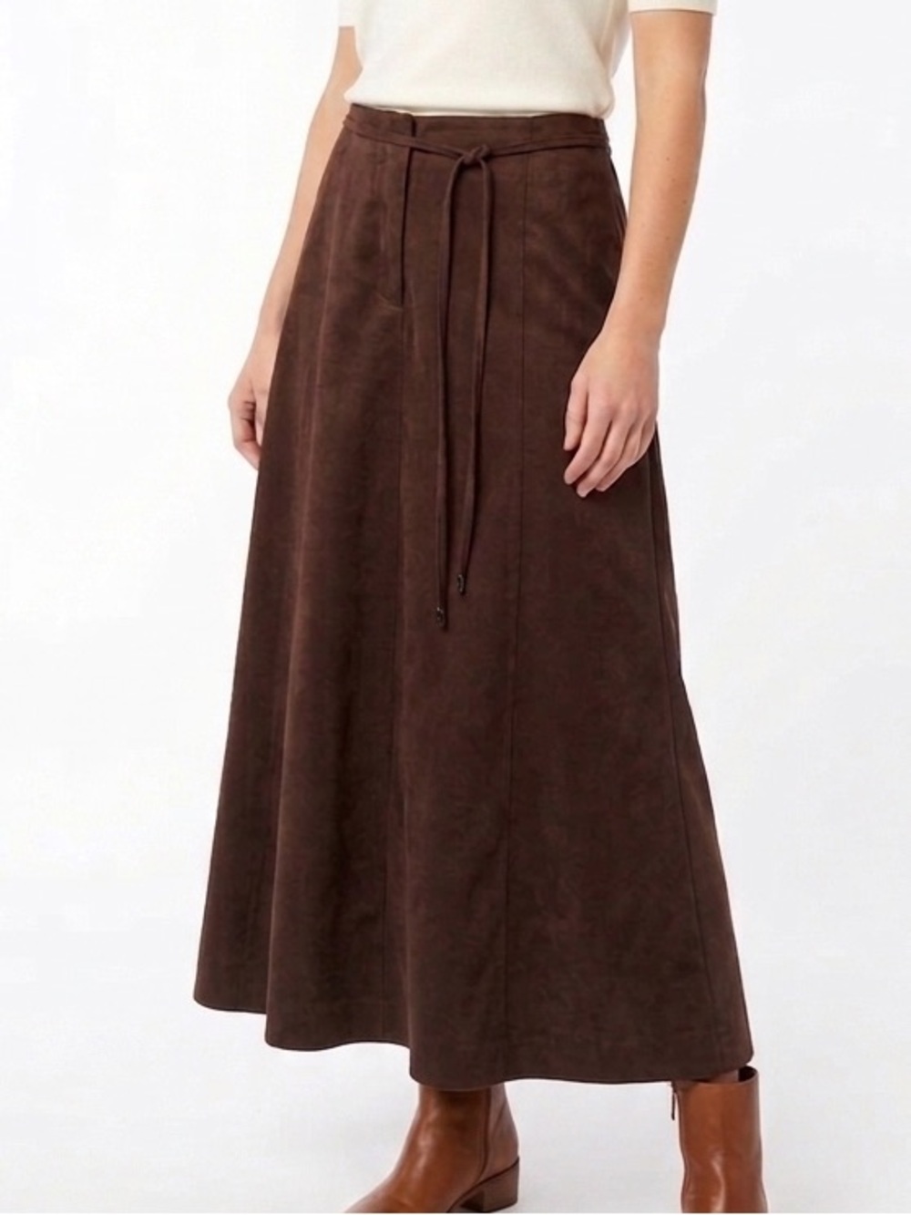 LONDON FOG Limited Edition Faux Suede A-line Skirt Chocolate Brown Size 10